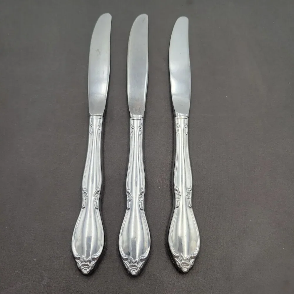 Set of 3 Oneida Community CHATELAINE Hollow Handle Dinner Knives 8.25